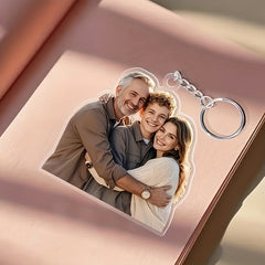 Custom Photo Keychain, Personalized Couples Keepsake, Anniversary Gift