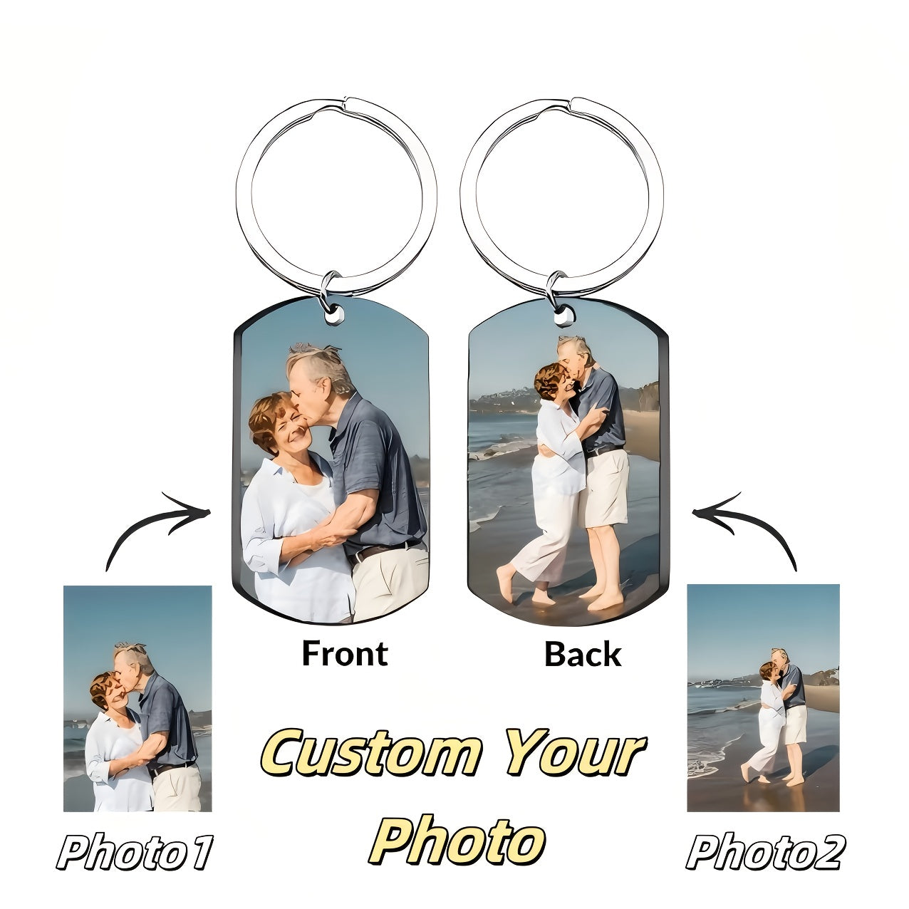 A uniquely shaped custom acrylic keychain