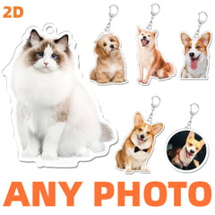 Custom Cat Keychain, Pet Portrait Keychain, Personalized Pet Photo Keychain, Cat Memorial Gift, Holiday Gift for Pet Lovers, Dog Keychain