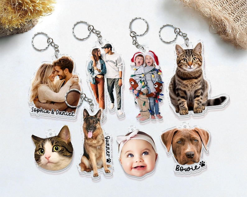 Personalized Photo Keychain: Custom Acrylic Pet or Logo Charm