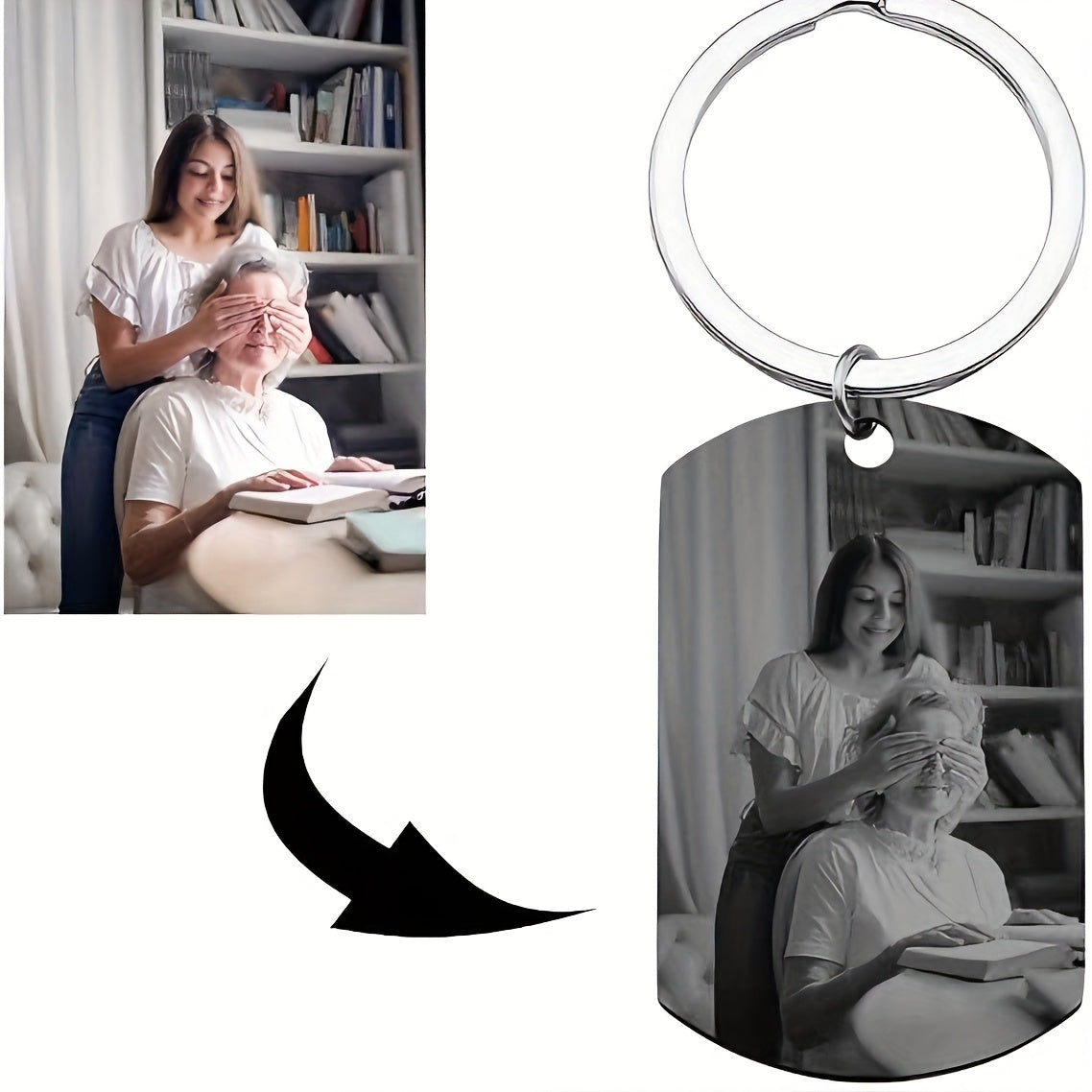 A uniquely shaped custom acrylic keychain