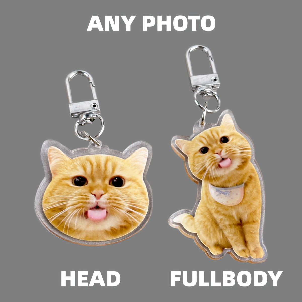 Custom Cat Keychain, Pet Portrait Keychain, Personalized Pet Photo Keychain, Cat Memorial Gift, Holiday Gift for Pet Lovers, Dog Keychain