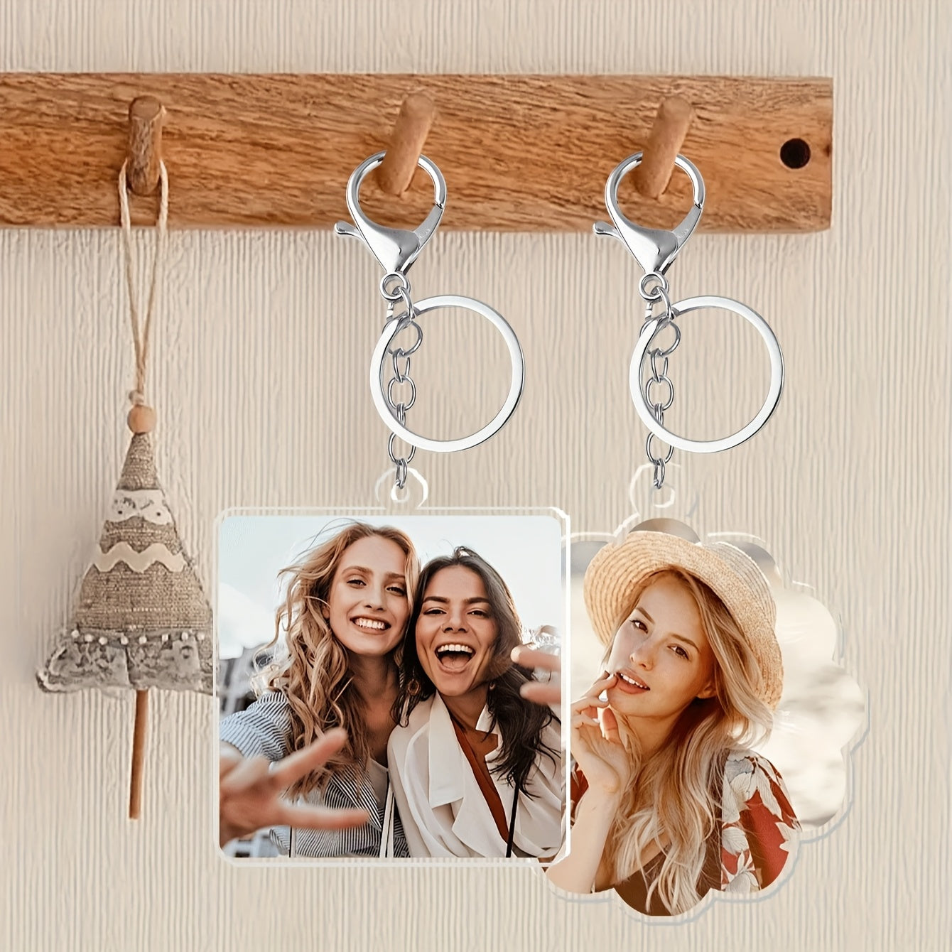 Various styles of acrylic keychains